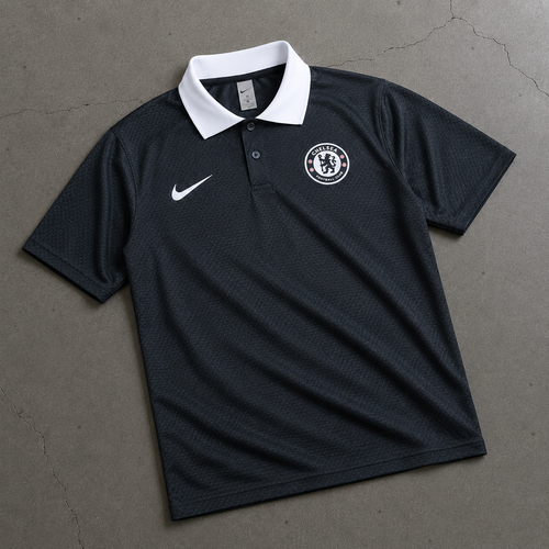 CHELSEA DARK BLACK HERITAGE POLO SHIRT JERSEY