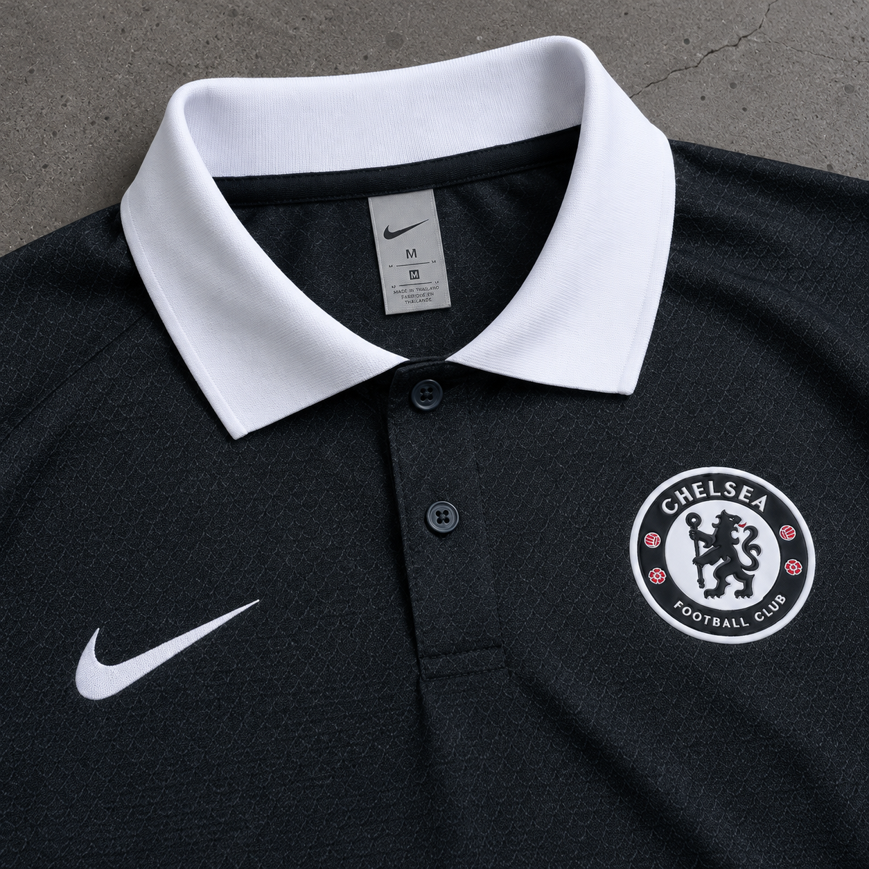 CHELSEA DARK BLACK HERITAGE POLO SHIRT JERSEY