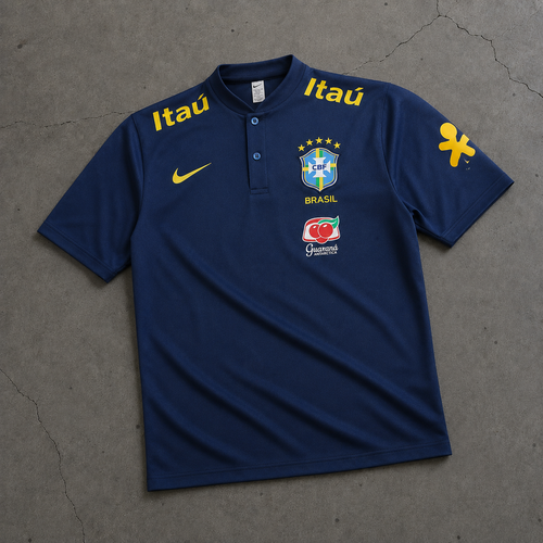BRASIL DARK NAVY HERITAGE POLO SHIRT JERSEY