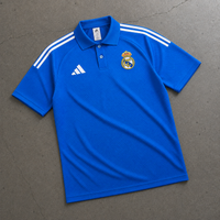 REAL MADRID AZURE BLUE HERITAGE POLO SHIRT JERSEY