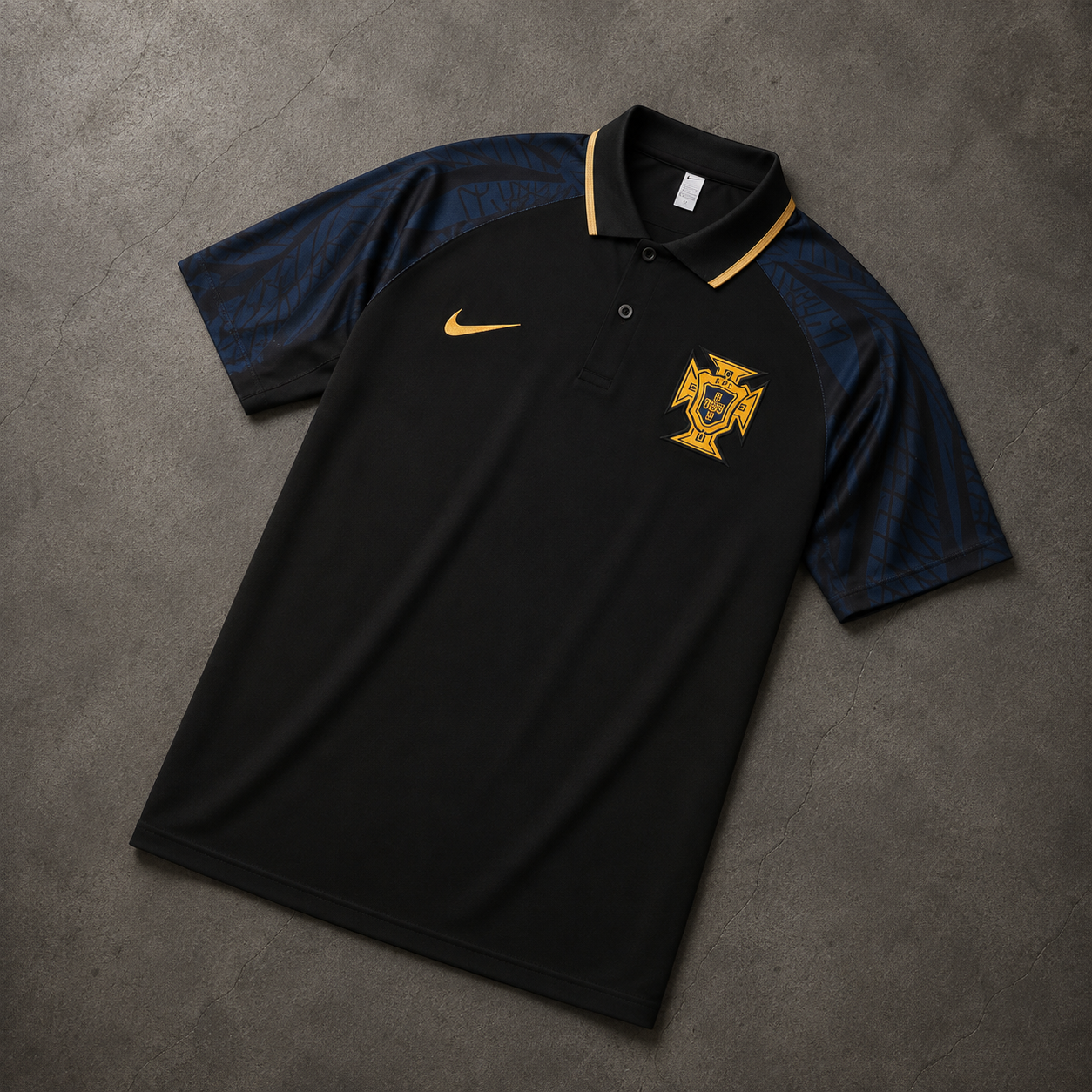 PORTUGAL GOLD BLACK HERITAGE POLO SHIRT JERSEY