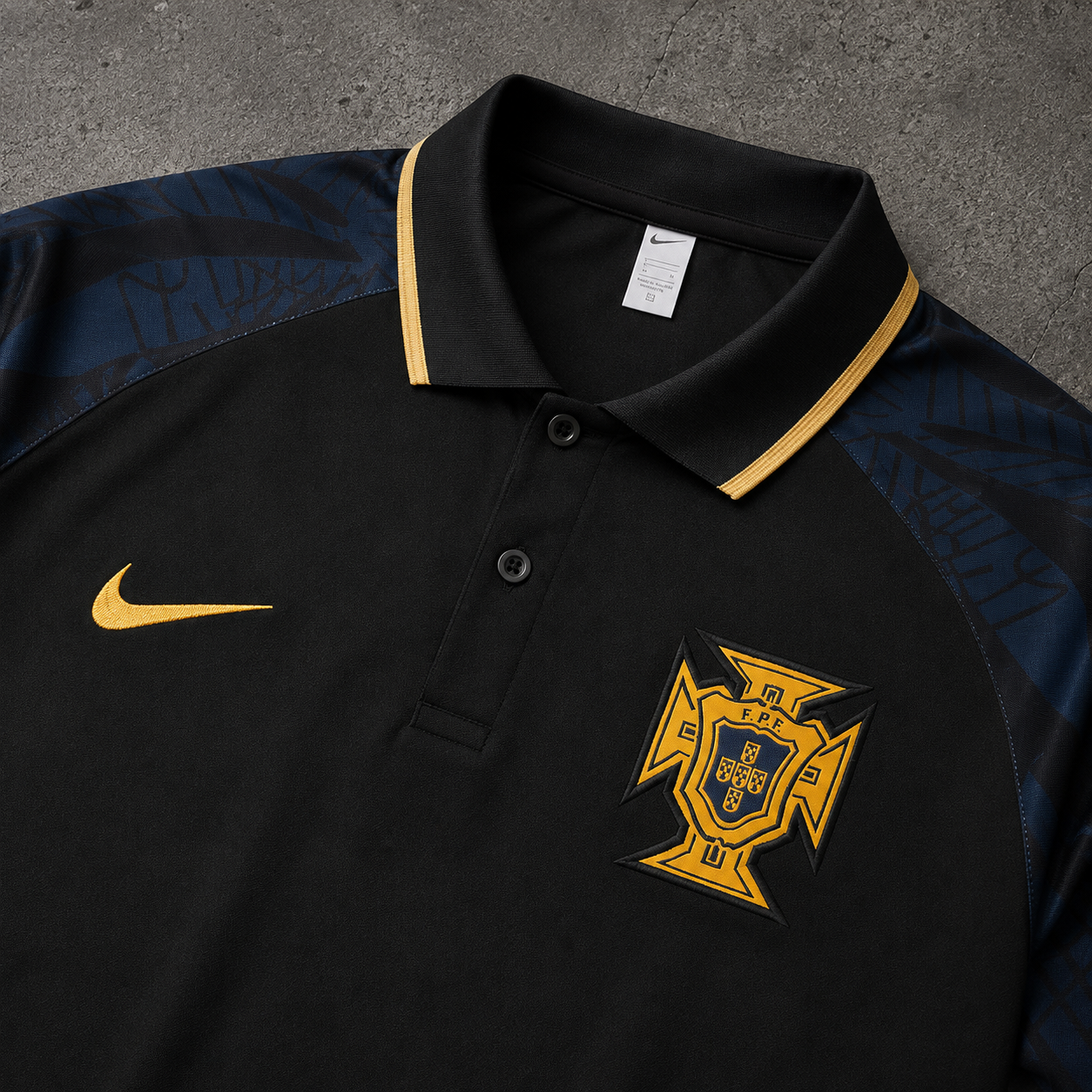 PORTUGAL GOLD BLACK HERITAGE POLO SHIRT JERSEY