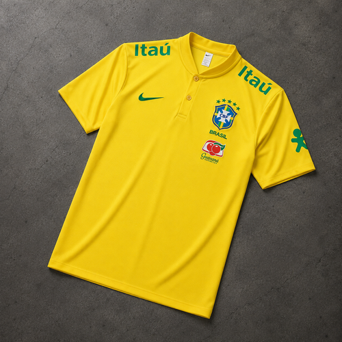 BRASIL YELLOW HERITAGE POLO SHIRT JERSEY