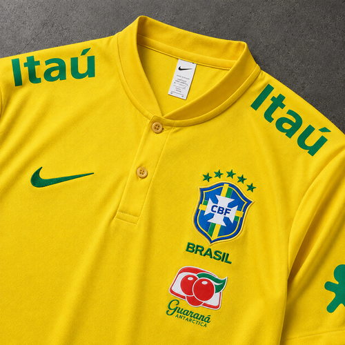 BRASIL YELLOW HERITAGE POLO SHIRT JERSEY