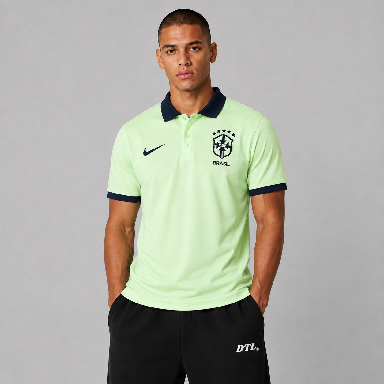 BRASIL BLACK NEON HERITAGE POLO SHIRT JERSEY